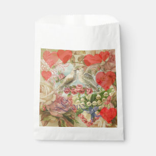 Sacolinha Pássaros do Amor Vintage Antigo Coração