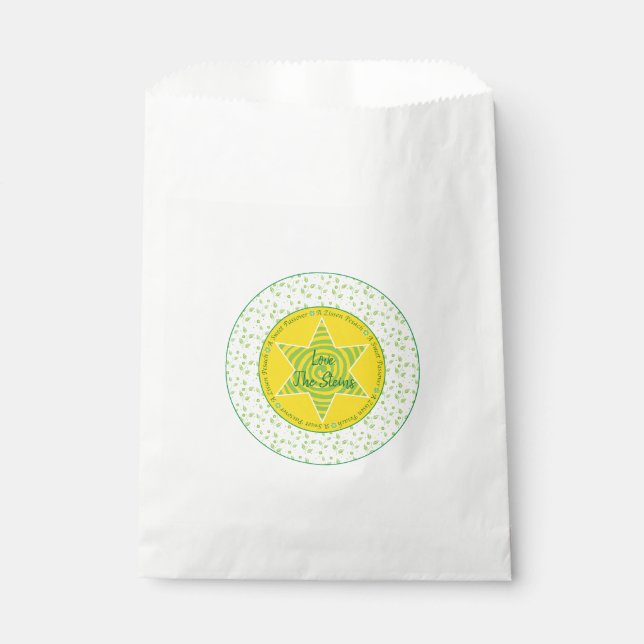 Sacolinha Passover "Estrela Amarela Verde" Goodie Favor Bag (Frente)