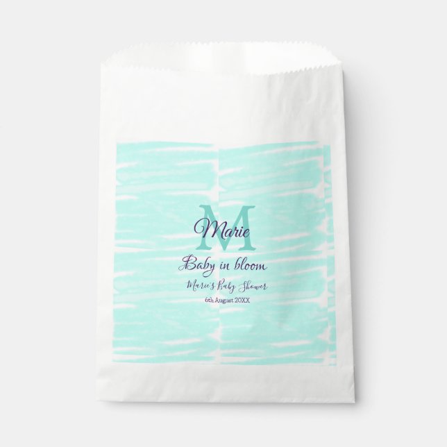 Sacolinha Pastel green baby in bloom monogram baby shower te (Frente)