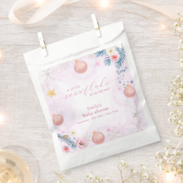 Sacolinha Pastel Pink Winter Snowflake Floral Baby Shower 