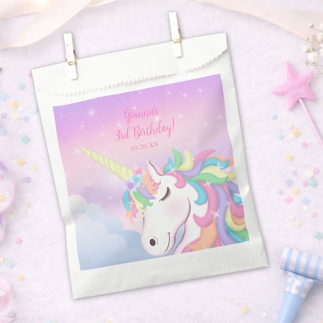 Sacolinha Pastel Rainbow Magical Unicorn Clouds (Criador carregado)
