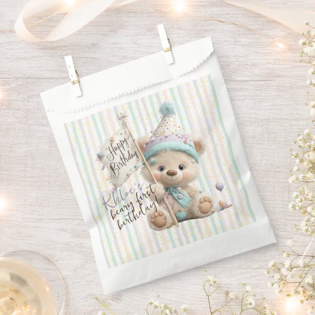 Sacolinha Pastel Teddy Bear Birthday  (Cortado)