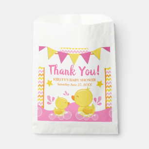 Sacolinha Pato de Borracha Amarelo e Rosa Pontilhado Churras