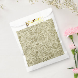 Sacolinha Patterno Floral Verde Sage - Damasco Antiquado