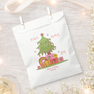 Sacolinha Paz, Amor e Alegria - Bela Árvore de Natal Retro