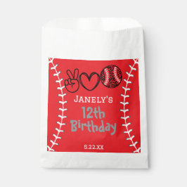 Sacolinha Peace Love Softball Birthday