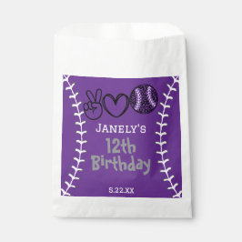 Sacolinha Peace Love Softball Birthday