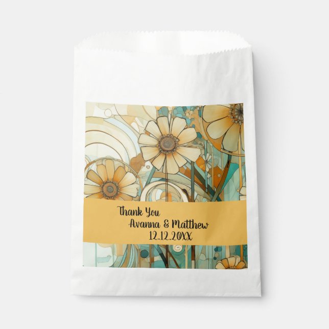 Sacolinha Peach e Beige Floral Abstrato (Frente)