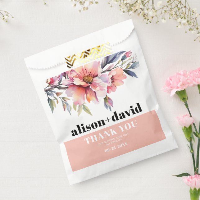 Sacolinha Peach pink rhododendron, bold typography wedding (Selado)