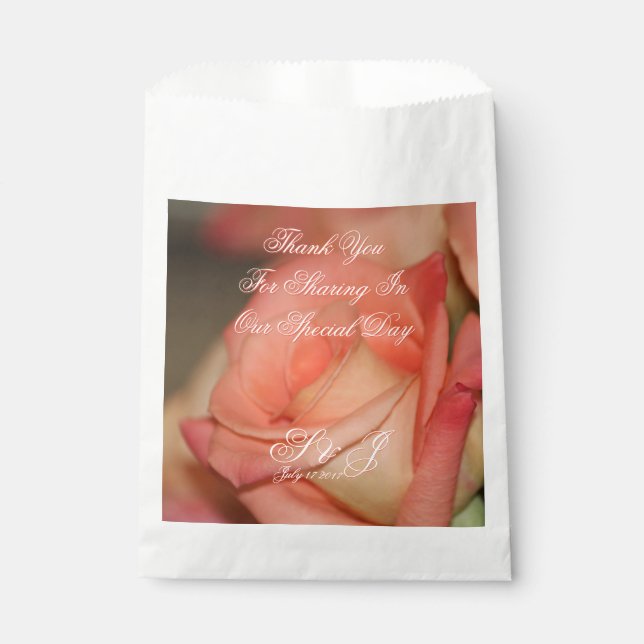 Sacolinha Peach Rosa Wedding Favor Bag (Frente)