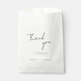 Sacolinha Peça de Casamento de Script Branco Negro Minimalis