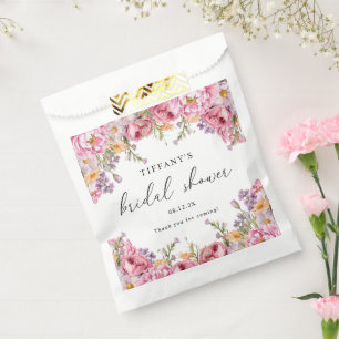 Sacolinha Peônias Rosa Floral Obrigada Chá de Noiva