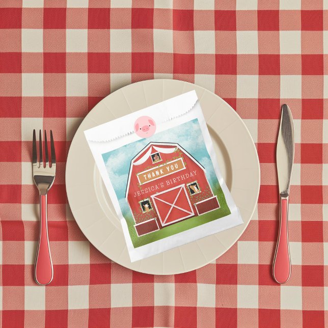 Sacolinha Pequena Festa de aniversário de Fazenda Red Barn (Criador carregado)