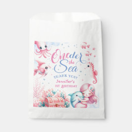 Sacolinha Pequena Sereia Rosa, primeiro aniversario de Garot