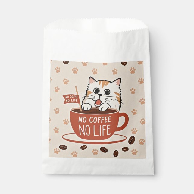 Sacolinha Pequenas pegadas de gato e poster de grãos de café (Frente)
