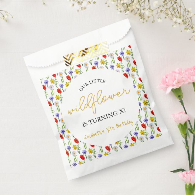 Sacolinha Pequeno Aniversário de criança de flor selvagem (Selado)