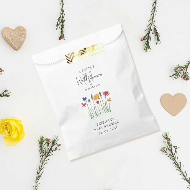 Sacolinha Pequeno Chá de fraldas Bonito de Bebê (Little Wildflower Pretty Baby Girl Baby Shower Favor Bag)