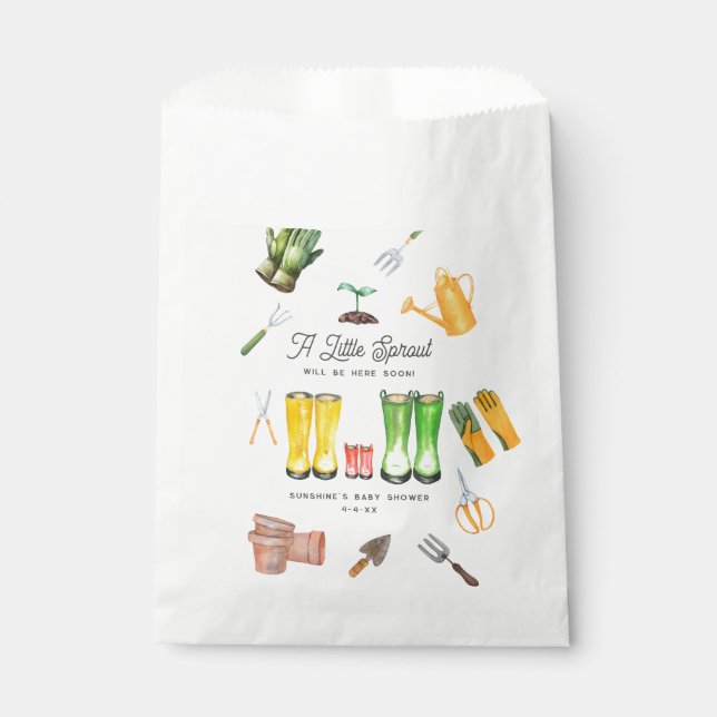 Sacolinha Pequeno Chá de fraldas de Jardim de Botas Vermelha (Frente)