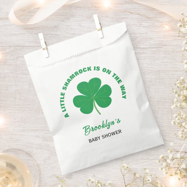 Sacolinha Pequeno Chá de fraldas De Shamrock Irlandês Branco (Cortado)