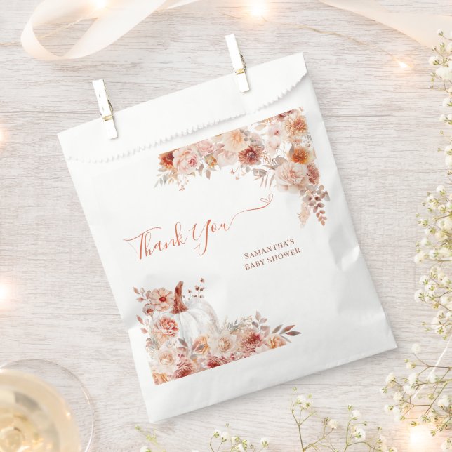 Sacolinha Pequeno Chá de fraldas Floral de Abóbora (Cortado)