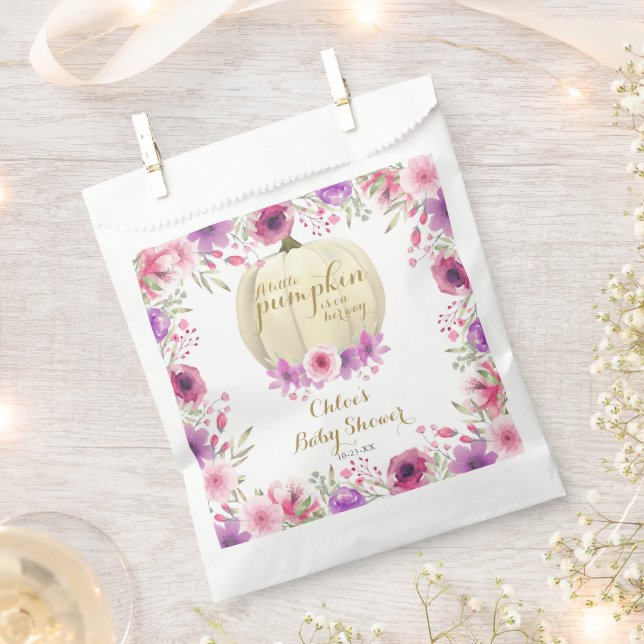 Sacolinha Pequeno Chá de fraldas Floral de Abóbora Bonito (Cortado)