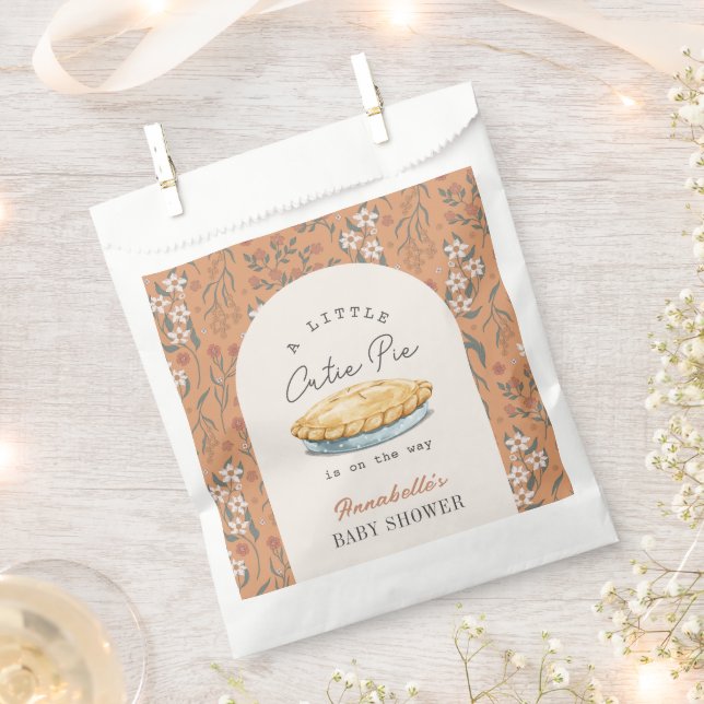 Sacolinha Pequeno Chá de fraldas Floral de Laranja de Pizza (Cortado)