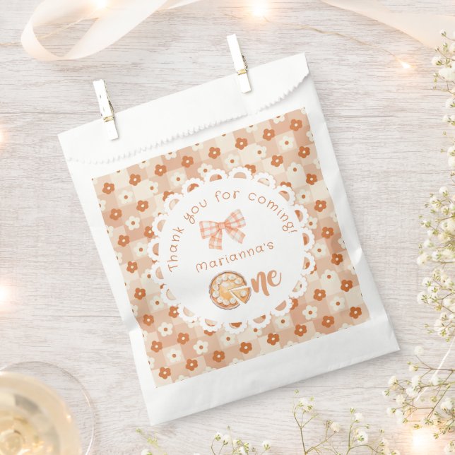 Sacolinha Pequeno primeiro aniversario de torta gingham Obri (Cortado)