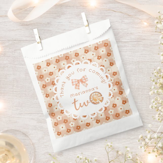 Sacolinha Pequeno segundo aniversário de torta gingham Obrig (Cortado)