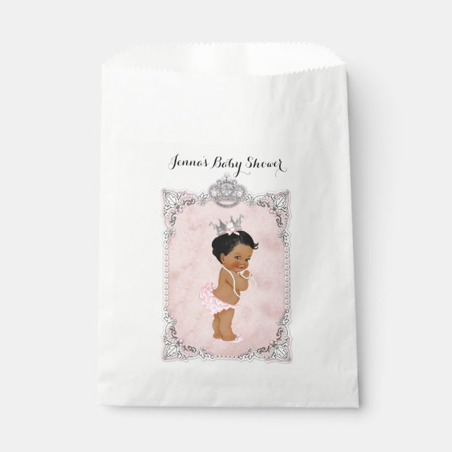Sacolinha Pérolas Diamantes Princesa Menina Bebê Rosa Bege (Frente)