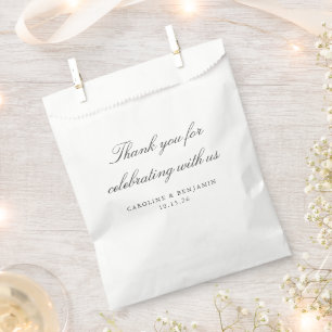 Sacolinha Personalização De Casamento De Script Branco Elega