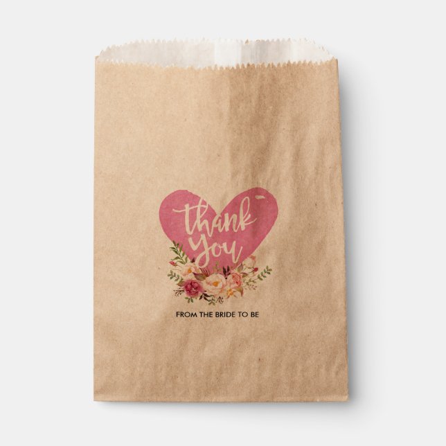 Sacolinha Personalização Floral Obrigado Kraft Paper Bag (Frente)