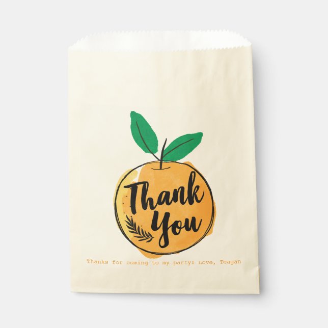 Sacolinha Personalizado Laranja De Cutie Obrigado (Frente)