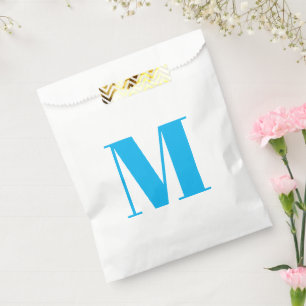 Sacolinha Personalizar monograma azul claro inicial branco