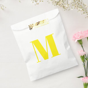 Sacolinha Personalizar monograma branco amarelo inicial