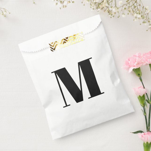 Sacolinha Personalizar o monograma branco preto inicial (Selado)