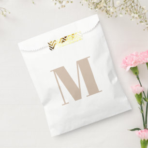 Sacolinha Personalizar presente branco bege inicial do monog