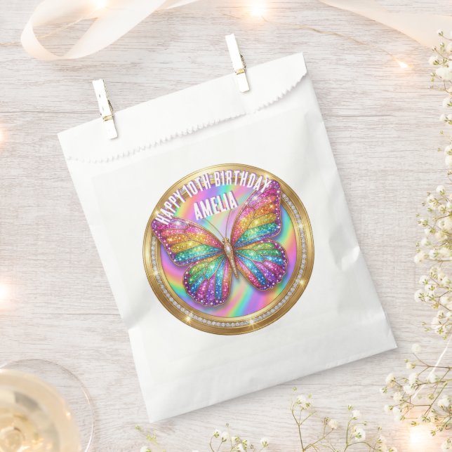 Sacolinha Personalized Rainbow Glitter Butterfly (Cortado)