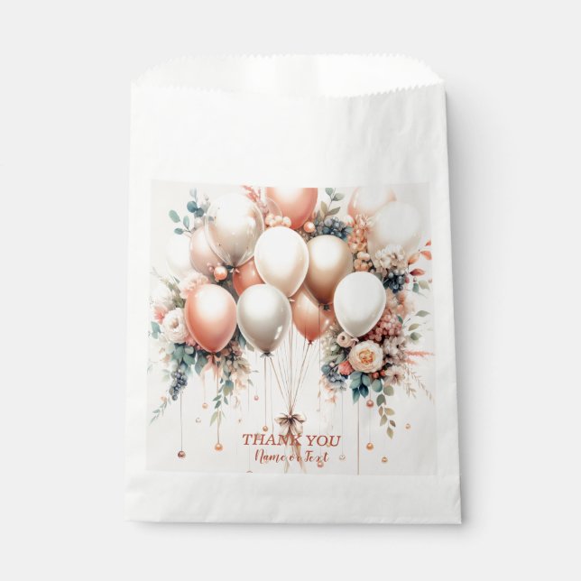 Sacolinha Pêssego Branco Colorido do Partido Balões Florais  (Frente)