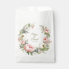Sacolinha Pêssego pálido e Casamento Floral Rosa Esbranquiça
