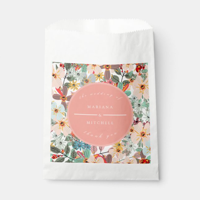 Sacolinha Pessegueira Verde Romântica Floral Suave Rosa Clás (Frente)