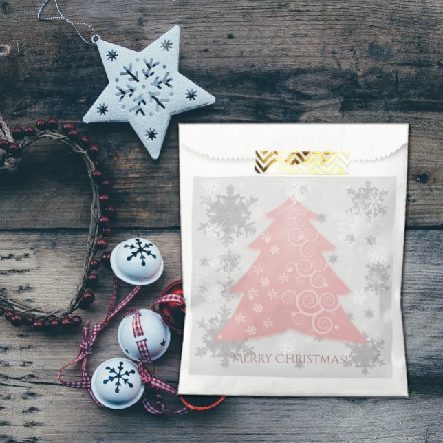 Sacolinha Pia Festiva de Natal Festiva Favor Bag (Pink Festive Christmas Tree Favor Bag)