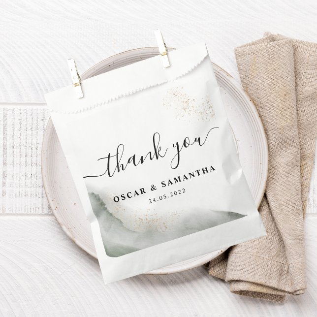 Sacolinha Pinceladas de Aquarela Verde e Dourado  (Criador carregado)