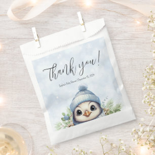 Sacolinha Pinguim Gelado Chá de fraldas Azul Neve