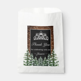 Sacolinha Pinheiro da Floresta Neve Negra Aniversário Obriga