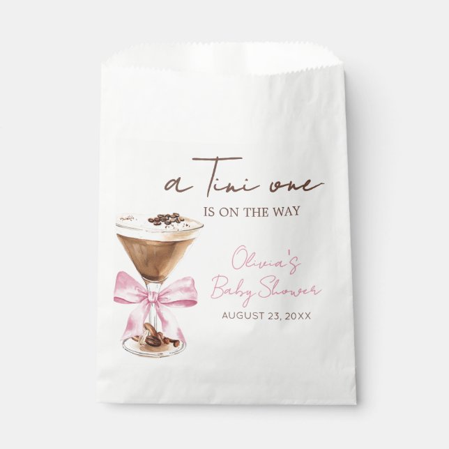 Sacolinha Pink Bow Espresso Martini Chá de Bebê (Frente)