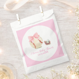 Sacolinha Pink Bow Pacifier Baseball Sport Girl Baby Shower