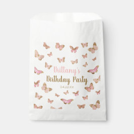 Sacolinha Pink Brown Butterfly Themed Birthday Party