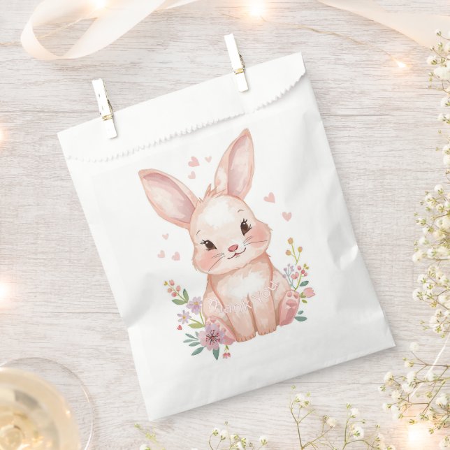 Sacolinha Pink Bunny Party Theme, Forest Animal Baby Shower  (Cortado)