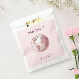Sacolinha Pink Globe Passport Travel Baby Shower