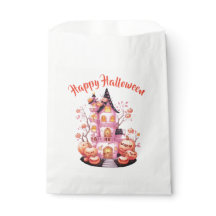 Pink Halloween Haunted Castle Favor Bag